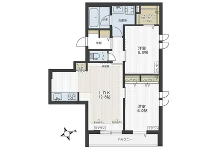 浦和区岸町4丁目メゾン(2LDK/3階)の間取り写真