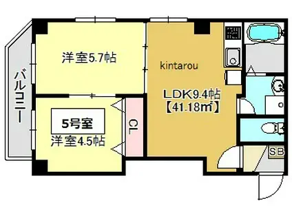 レフィーユ(2LDK/4階)の間取り写真