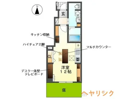 スマイル 和楽(ワンルーム/1階)の間取り写真