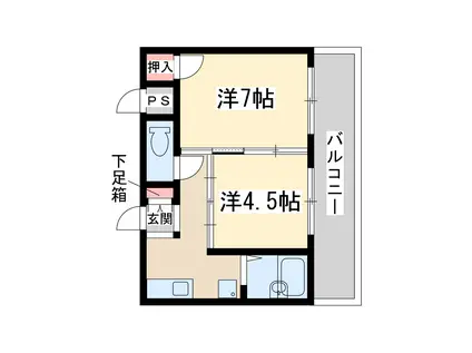 スマイルパールハイツⅢ(2K/3階)の間取り写真