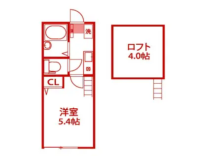 ウィンガーデン川和町C棟(1K/2階)の間取り写真