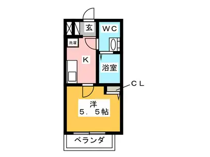 TRAD鶴ヶ島(1K/2階)の間取り写真