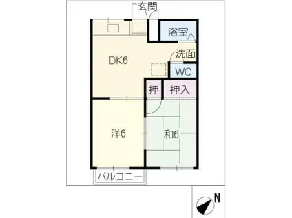 ファミール神沢(2DK/1階)の間取り写真
