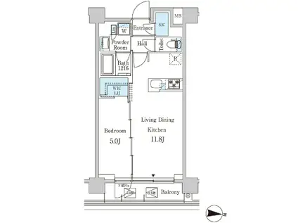 ジオエント中野弥生町(1LDK/2階)の間取り写真