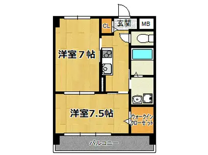 プラム・サン(2K/4階)の間取り写真