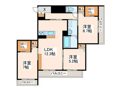 グレースガーデン田井島(3LDK/1階)の間取り写真