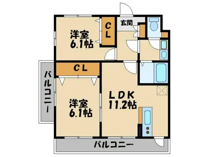 フォレスト南町(2LDK/1階)の間取り写真