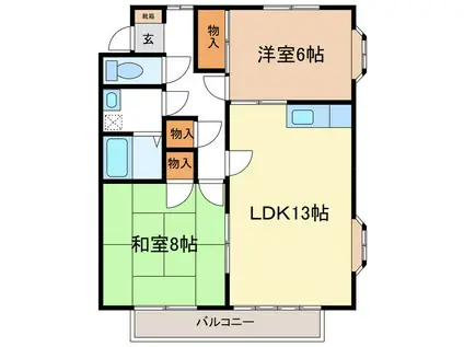 メゾンルセーヌA棟(2LDK/1階)の間取り写真