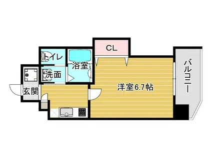 LUXEドーム前I(1K/8階)の間取り写真