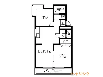 パラシオン城下(2LDK/3階)の間取り写真