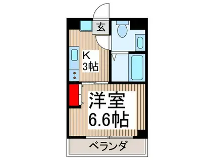 グリーンハイツII(1K/3階)の間取り写真