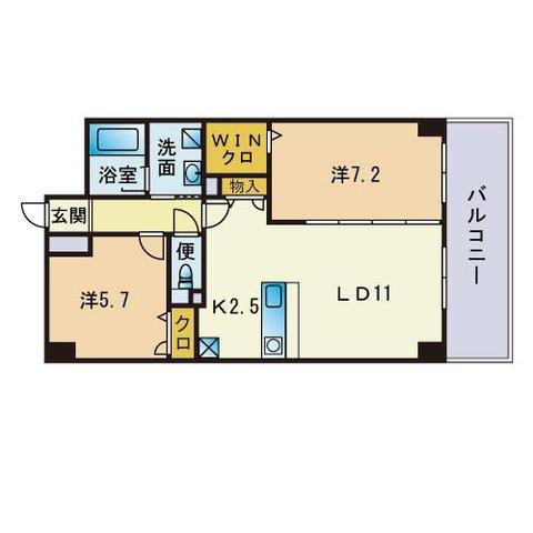 アーバス大手門(2LDK/7階)の間取り写真