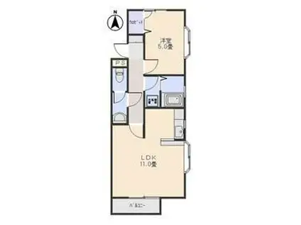 ビッグゼン(1LDK/2階)の間取り写真