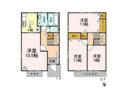 ミレニアム山口C棟(4K/1階)の間取り写真