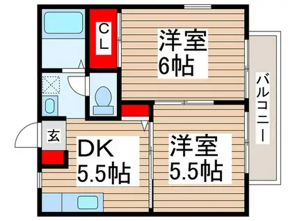 メゾンいずみ(2DK/2階)の間取り写真