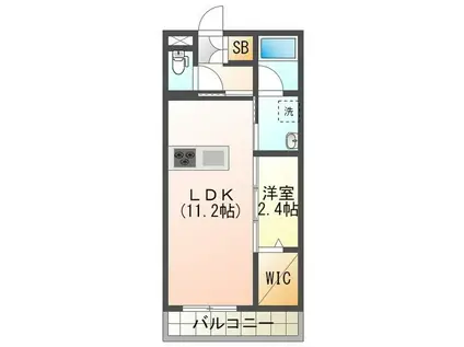 ソシアハート(1LDK/2階)の間取り写真