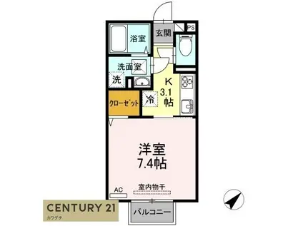 カレッジタウン E棟(1K/1階)の間取り写真