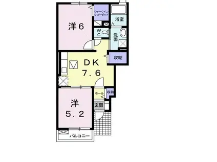 ガーデンハウスS・K II(2DK/1階)の間取り写真