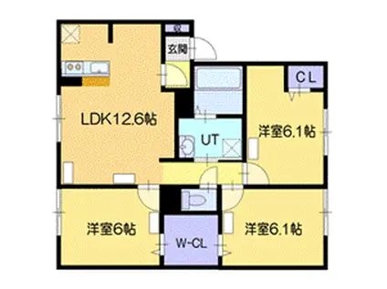 ル・シーニュ平岡(3LDK/1階)の間取り写真
