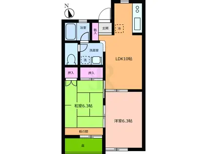 ロイヤル鴨志田(2LDK/1階)の間取り写真