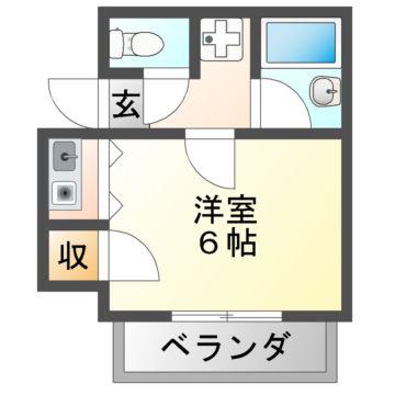 ツインツリー(1K/6階)の間取り写真