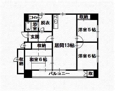 サニーハイツ220(3LDK/1階)の間取り写真