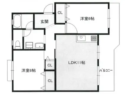 ハイツ湖国産業(2LDK/2階)の間取り写真