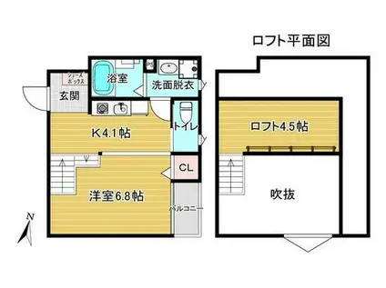 ドマーニ麻生田(1SK/2階)の間取り写真