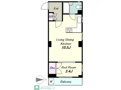 ドムス浜田山(1LDK/3階)の間取り写真