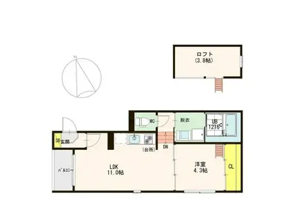 グランデュオSATO(1LDK/2階)の間取り写真