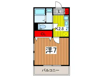 ストーンフォレスト(1K/2階)の間取り写真