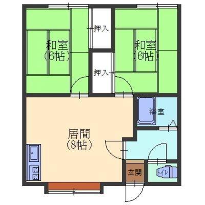 コーポよつば(2DK/2階)の間取り写真