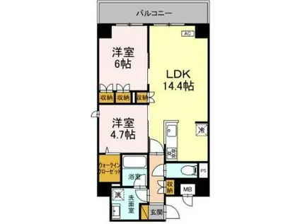 WIN DEER 西船橋(2LDK/7階)の間取り写真