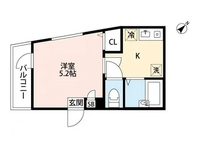 DUAL堀切(1K/2階)の間取り写真