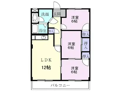 プレステージ三日市(3LDK/1階)の間取り写真