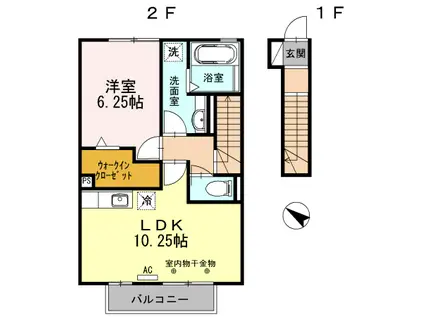MARSLAPIN201(1LDK/2階)の間取り写真