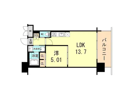 プレジオ御幣島ASIAN(1LDK/6階)の間取り写真