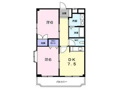 ハイツアイエス(2DK/2階)の間取り写真