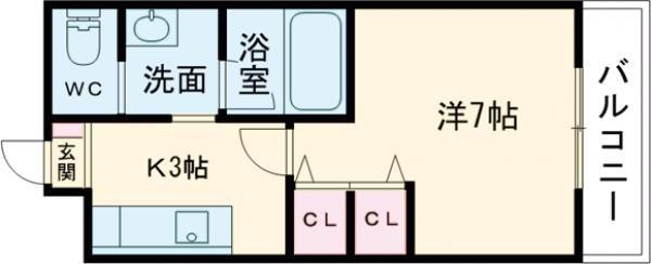 カーサ大塚2ND(1K/2階)の間取り写真
