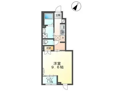 シャンボール・ケイ(1K/1階)の間取り写真