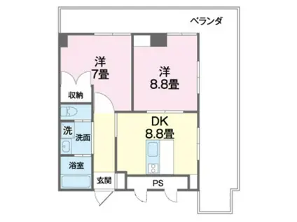 ルピナス順風(2DK/4階)の間取り写真