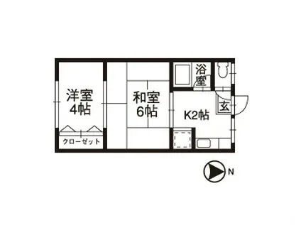 シェトワ住吉(2K/2階)の間取り写真