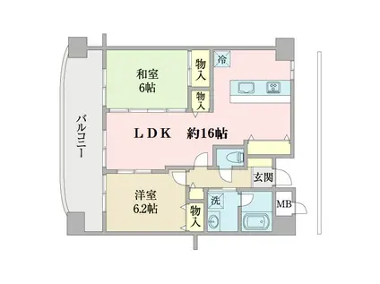 カーサ中百舌鳥(2LDK/4階)の間取り写真