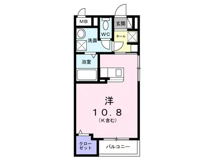 ブレーメンハウス(ワンルーム/2階)の間取り写真