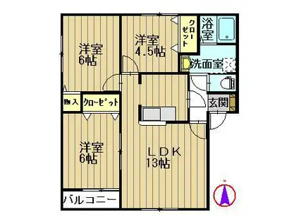 フォレストIII(3LDK/1階)の間取り写真