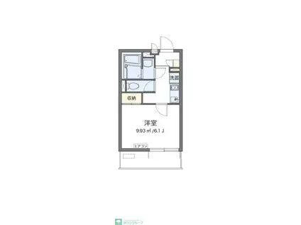 クレイノフロレゾン立川(1K/2階)の間取り写真