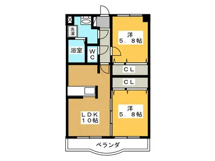 ヴィ・ボヌール(2LDK/1階)の間取り写真