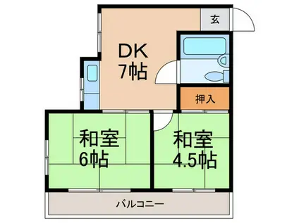 エミネンスIII湯里(2DK/4階)の間取り写真