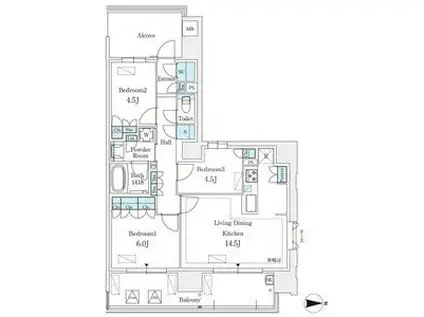 GRANPASEO丸の内(3LDK/10階)の間取り写真