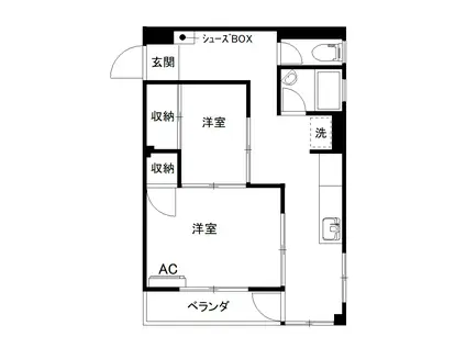 土屋ビル(2K/4階)の間取り写真